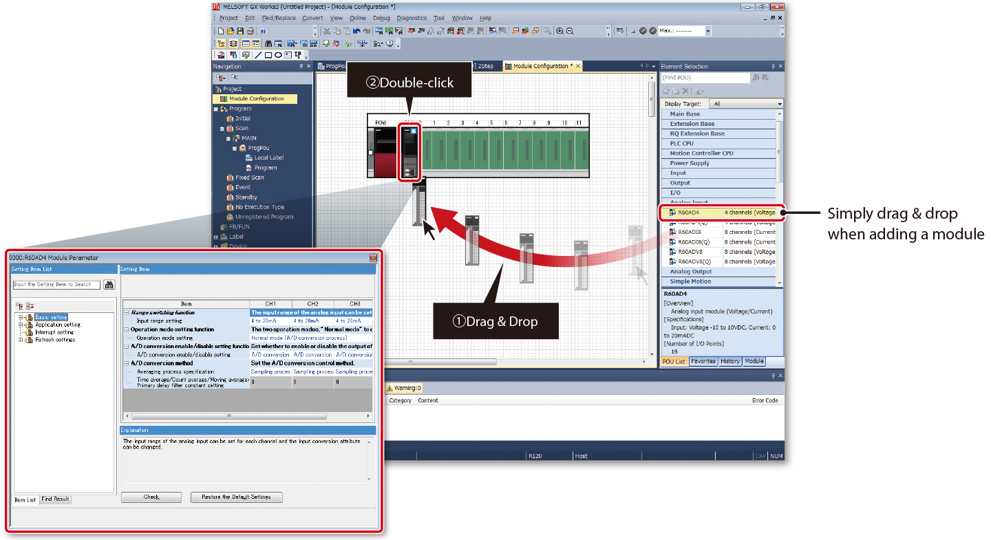 Setup can be done by simply arranging modules