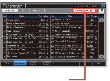 Parameter settings (simple mode)