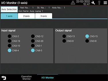 I/O monitor screen *For 1-axis servo amplifier