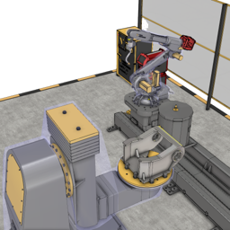 Arc Welding Cell with Track and Two-axis Positioner (OLP)