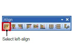 ❸ เลือกทิศทางการจัดแนวจากแถบเครื่องมือจัดแนว