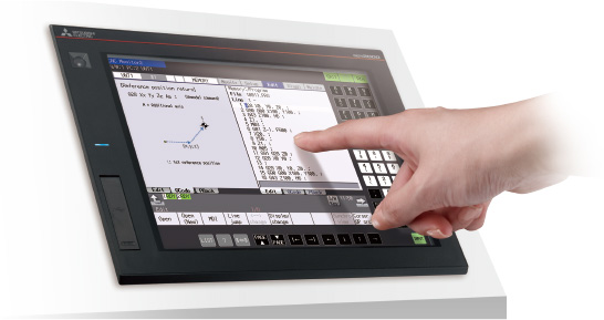 CNC monitor2 ที่พัฒนาขึ้นใหม่เพื่อให้ใช้งานง่ายด้วยระบบสัมผัส แสดงหน้าจอที่เทียบเท่ากัน