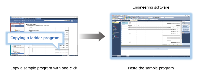 เชื่อมโยง e-Manual (เครื่องมือสนับสนุนการเขียนโปรแกรม) กับ GX Works3 (ซอฟต์แวร์วิศวกรรม)
