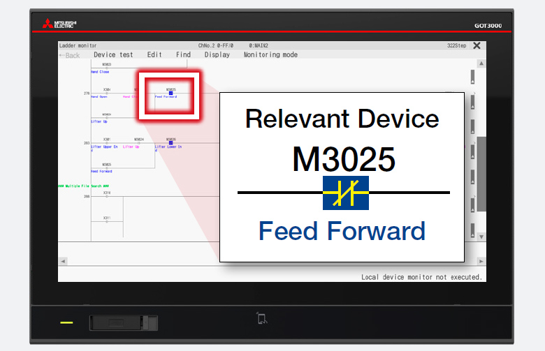 หน้าจอตัวตรวจสอบ Ladder